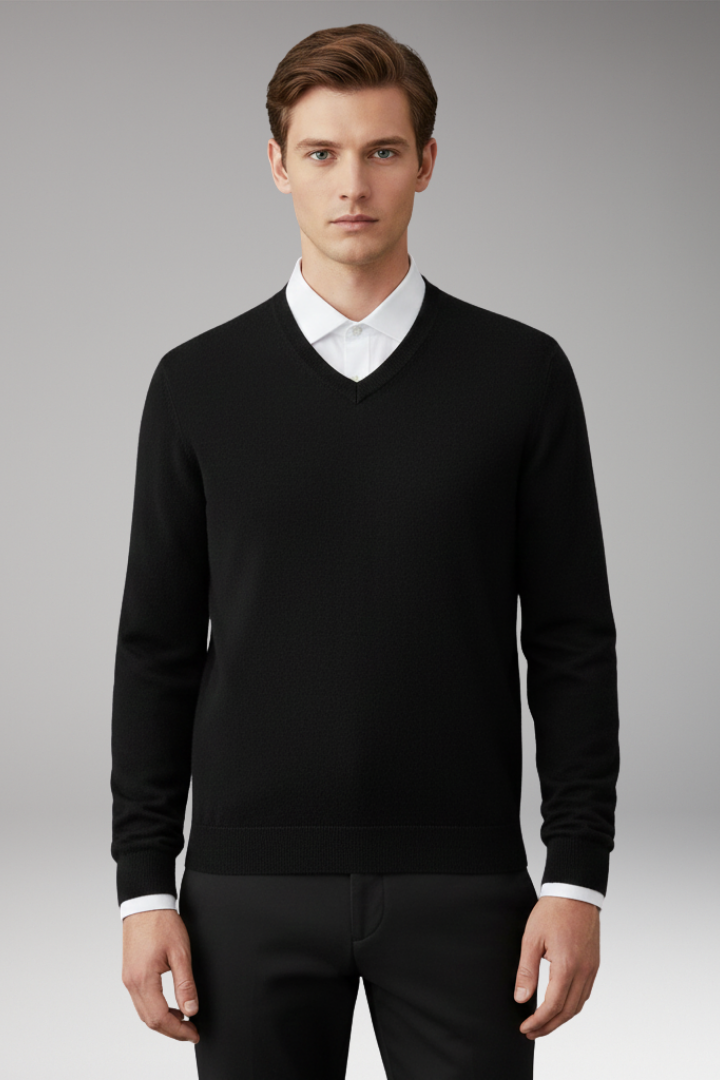 Men's Sweater with V Neck and Loose Fit