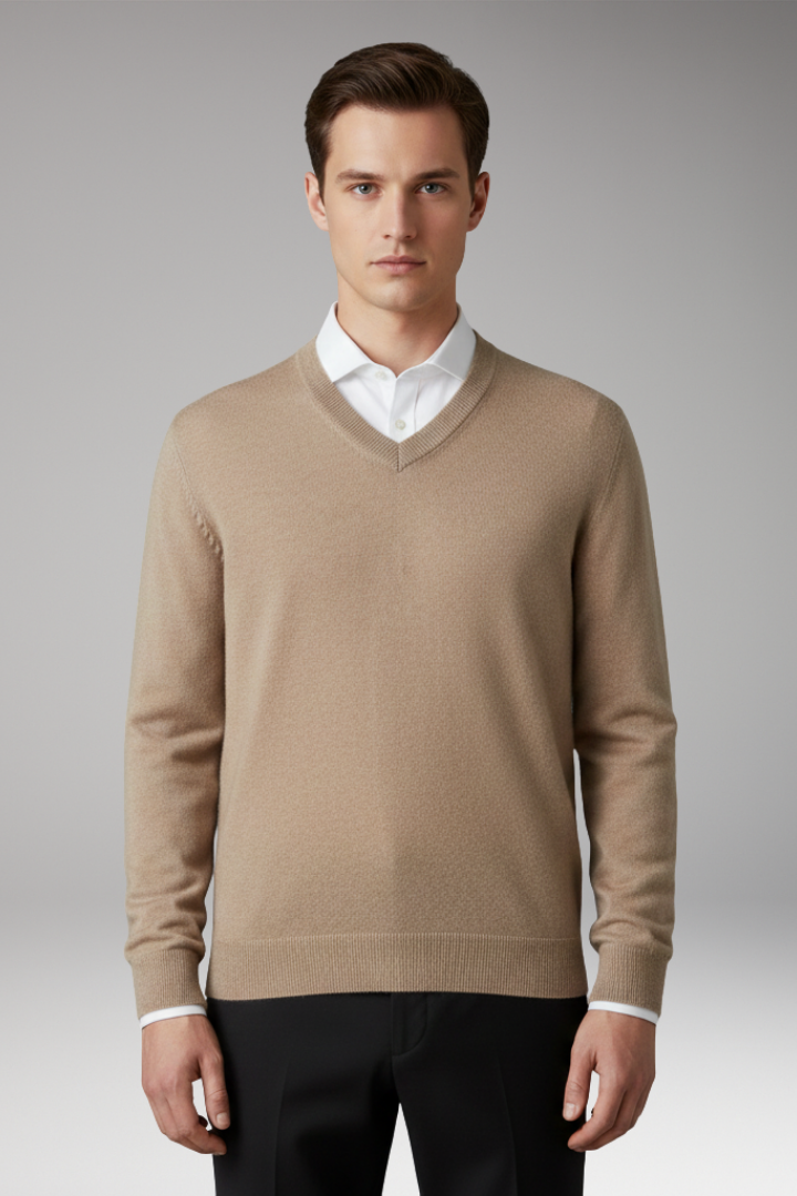 Men's Sweater with V Neck and Loose Fit