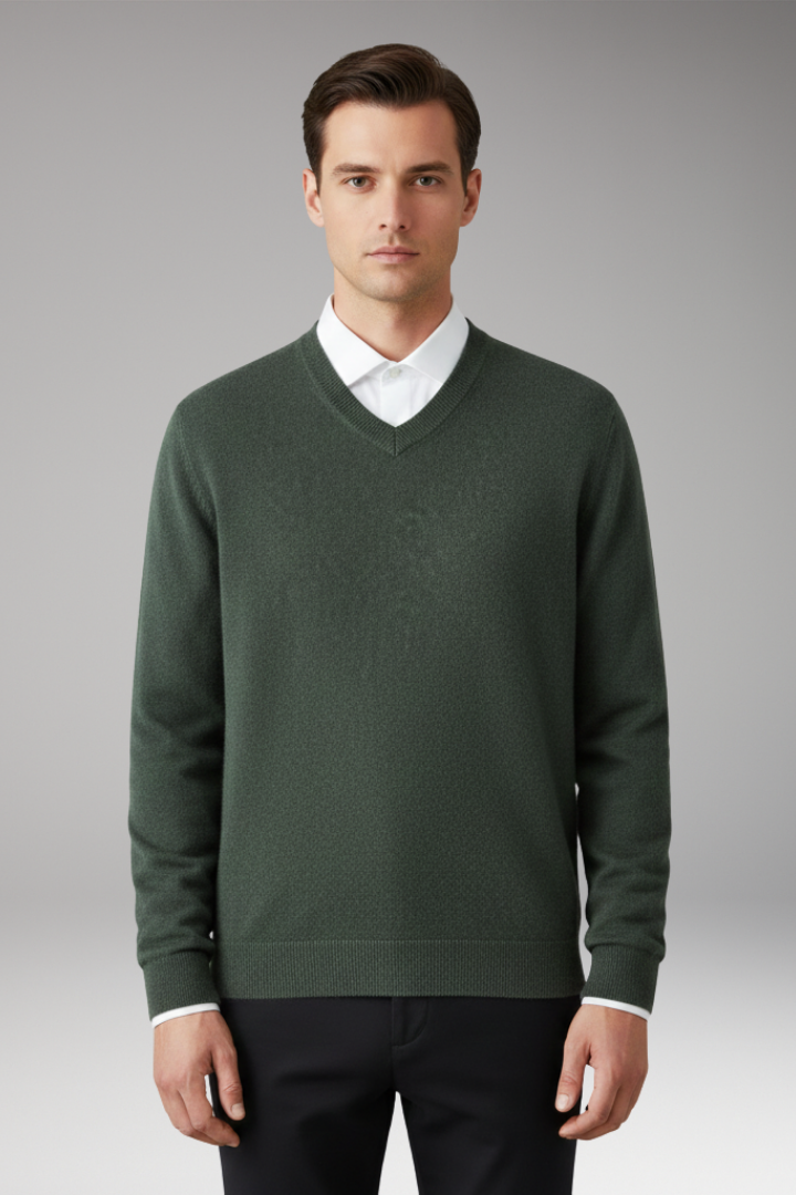 Men's Sweater with V Neck and Loose Fit