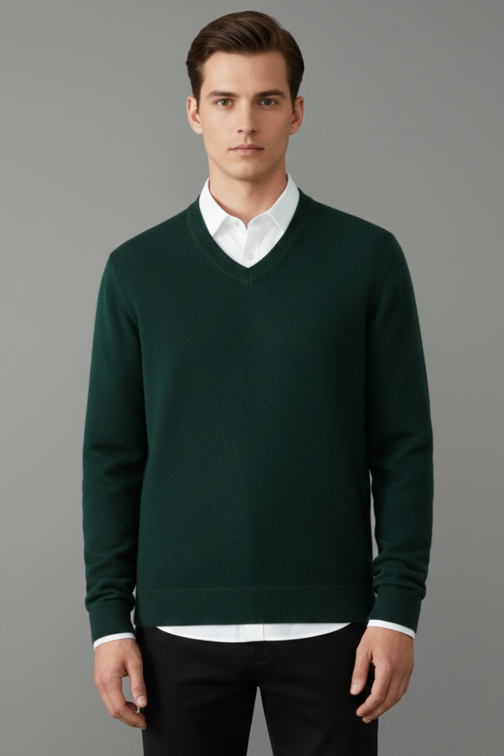 Men's Sweater with V Neck and Loose Fit