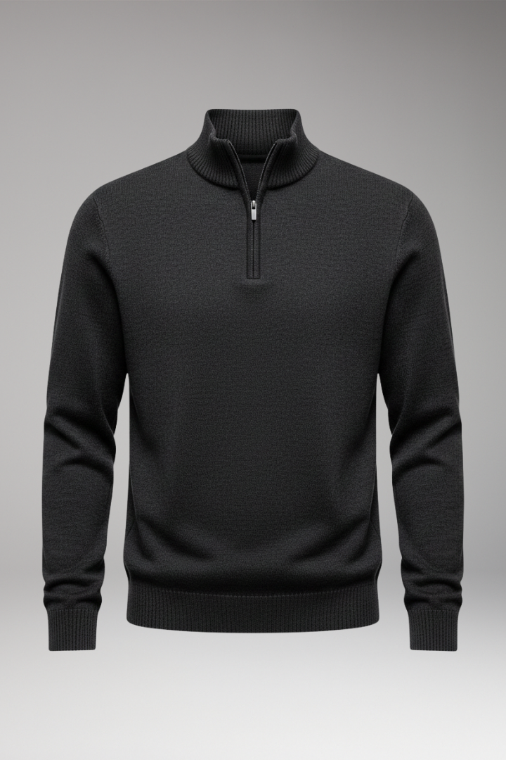 Men's Sweatshirt with Half-Zip and Ribbed Cuffs