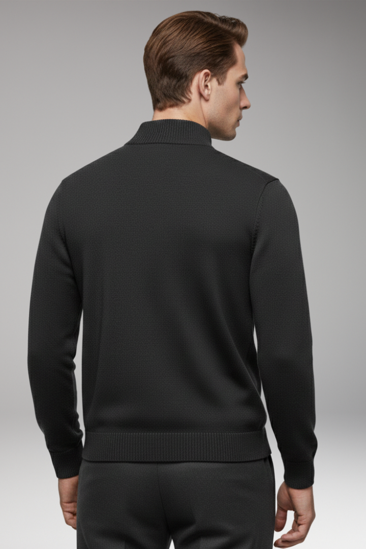 Men's Sweatshirt with Half-Zip and Ribbed Cuffs