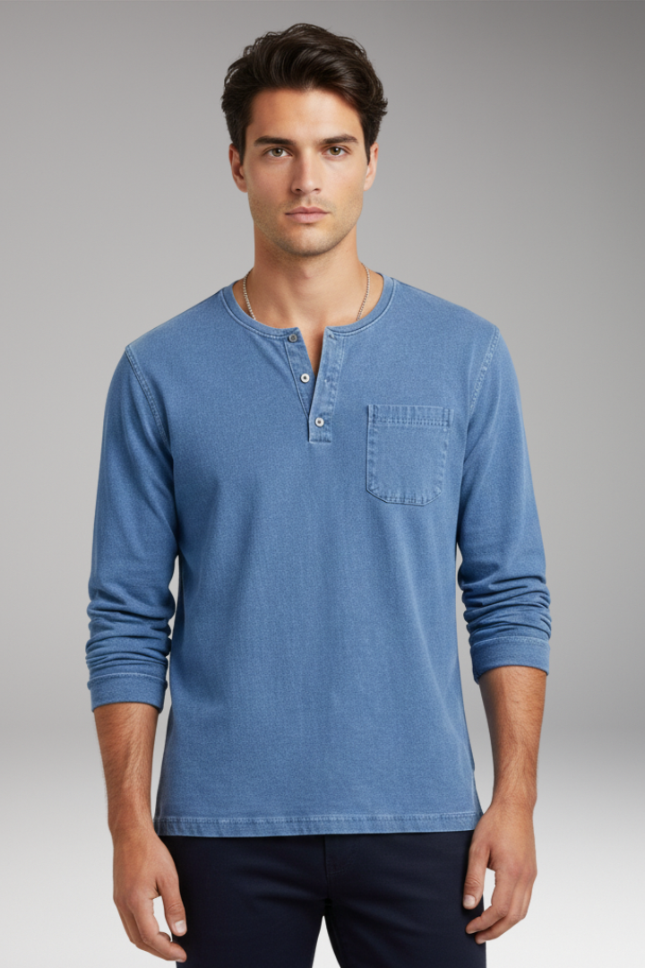 Men's T-Shirt with Round Neck and Chest Pocket