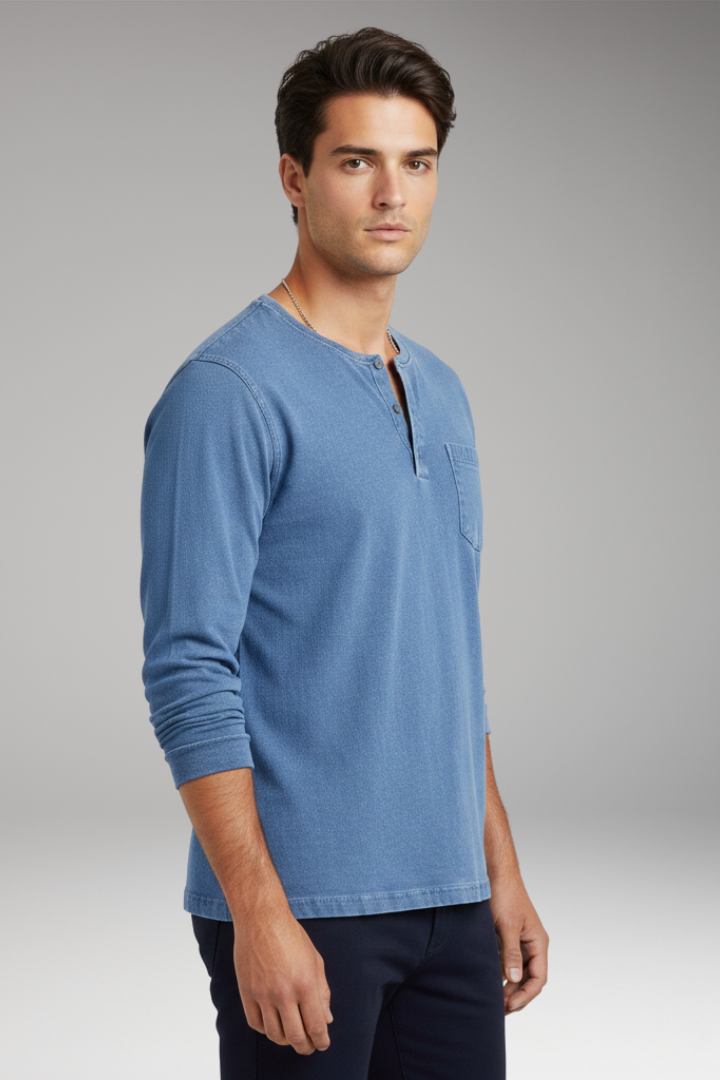 Men's T-Shirt with Round Neck and Chest Pocket