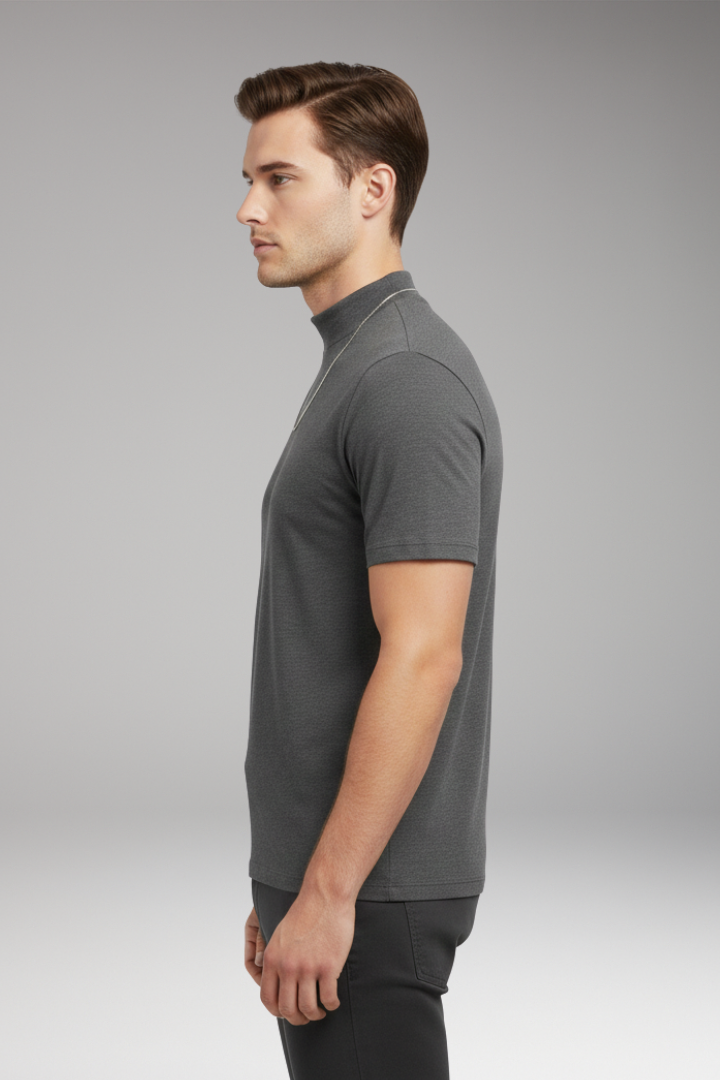 Men's T-shirt with High Collar and Short Sleeves
