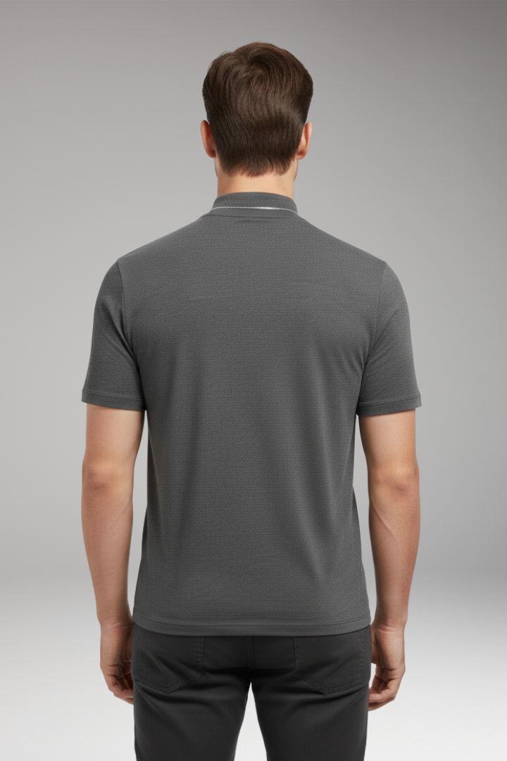 Men's T-shirt with High Collar and Short Sleeves