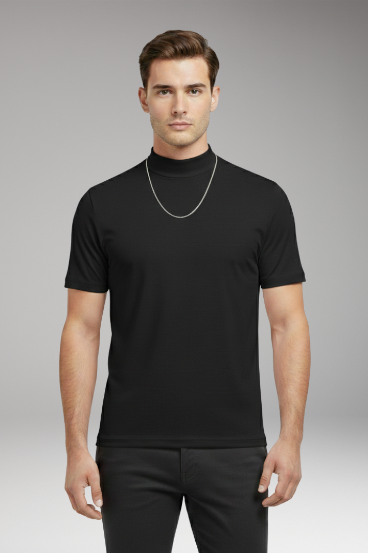 Men's T-shirt with High Collar and Short Sleeves