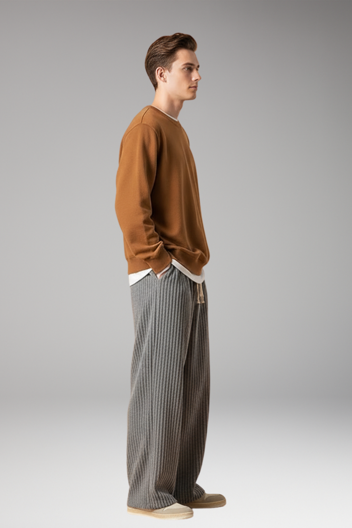 Men's Textured Sweatpants with a Relaxed Fit and Streetwear Style