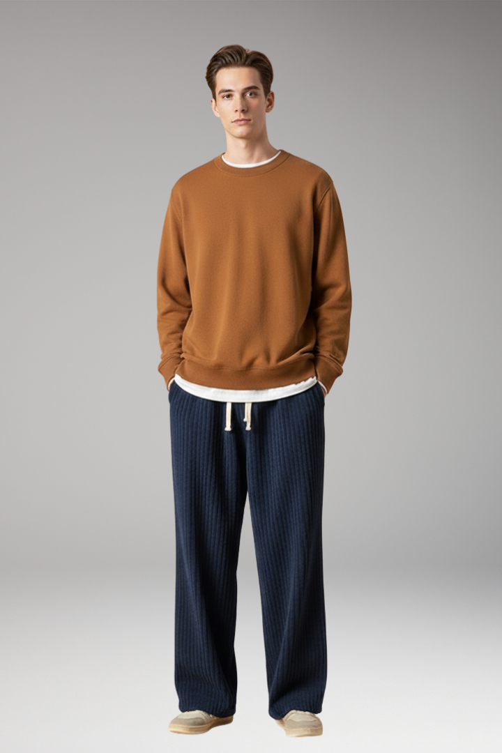 Men's Textured Sweatpants with a Relaxed Fit and Streetwear Style