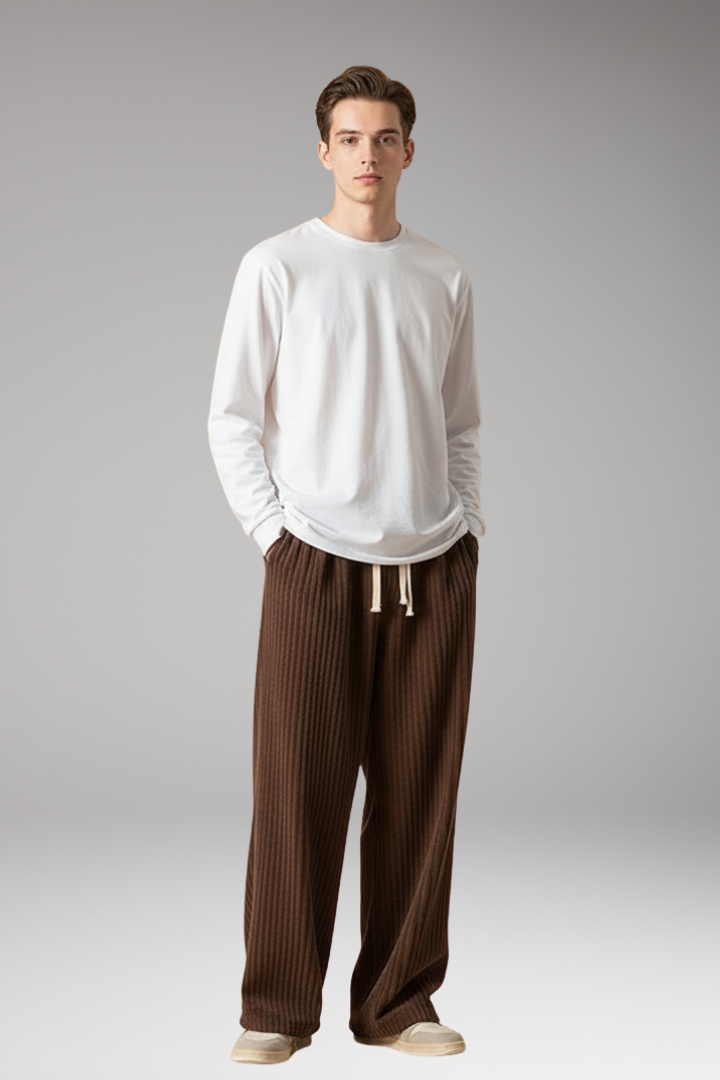 Men's Textured Sweatpants with a Relaxed Fit and Streetwear Style
