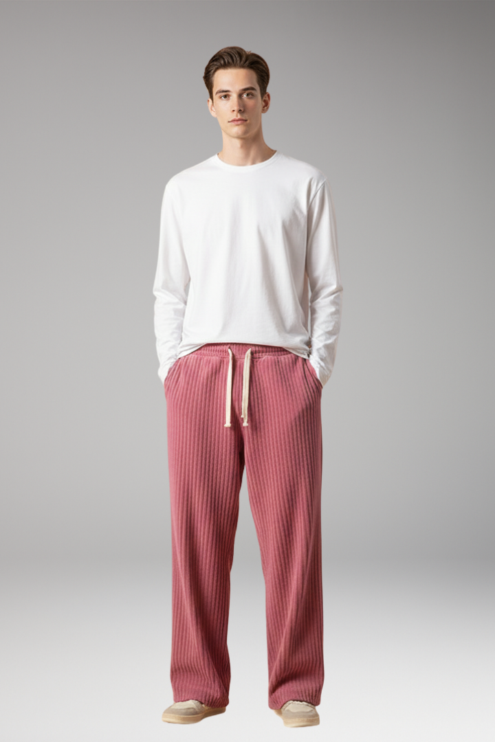 Men's Textured Sweatpants with a Relaxed Fit and Streetwear Style