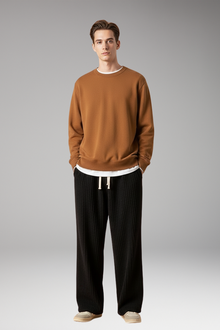 Men's Textured Sweatpants with a Relaxed Fit and Streetwear Style