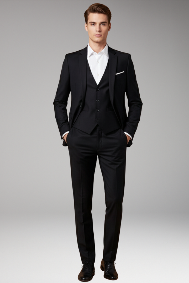 Men's Three-Piece Suit with Vest and Pants