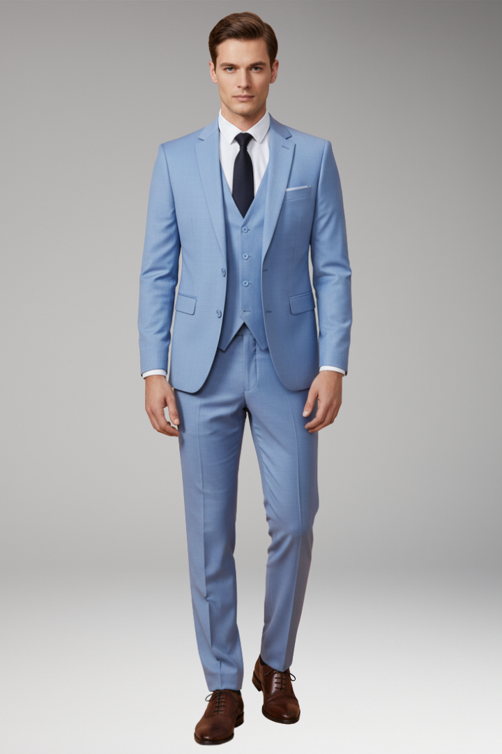Men's Three-Piece Suit with Vest and Pants