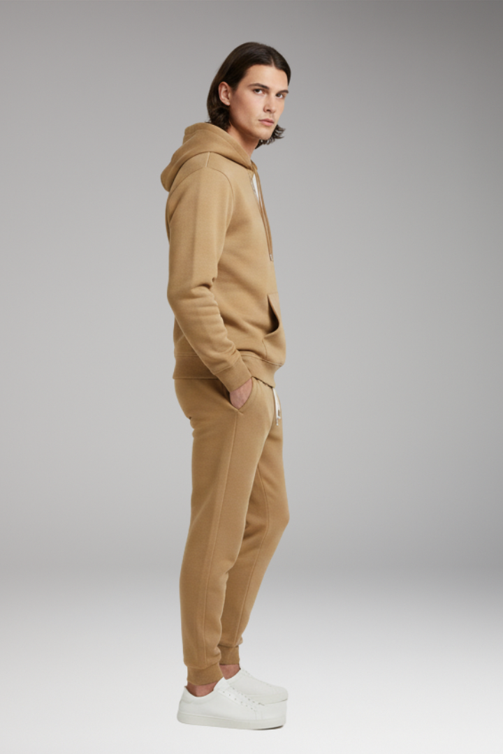 Men's Tracksuit Set with Pull-On Hoodie and Tapered Joggers