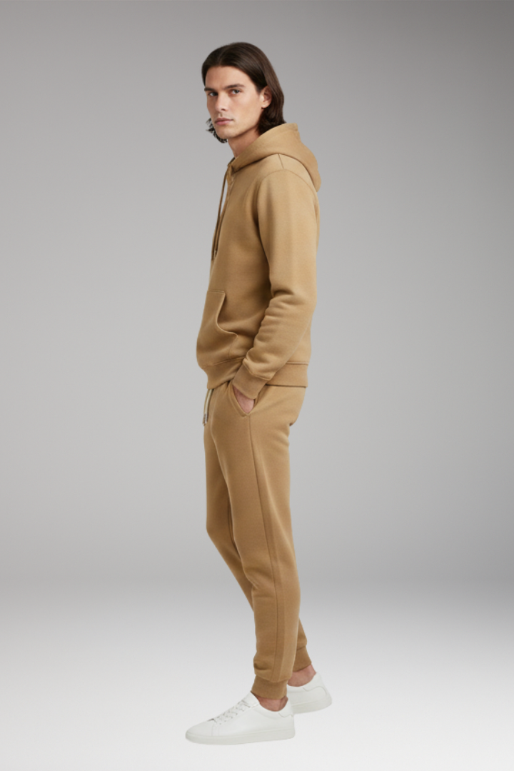 Men's Tracksuit Set with Pull-On Hoodie and Tapered Joggers