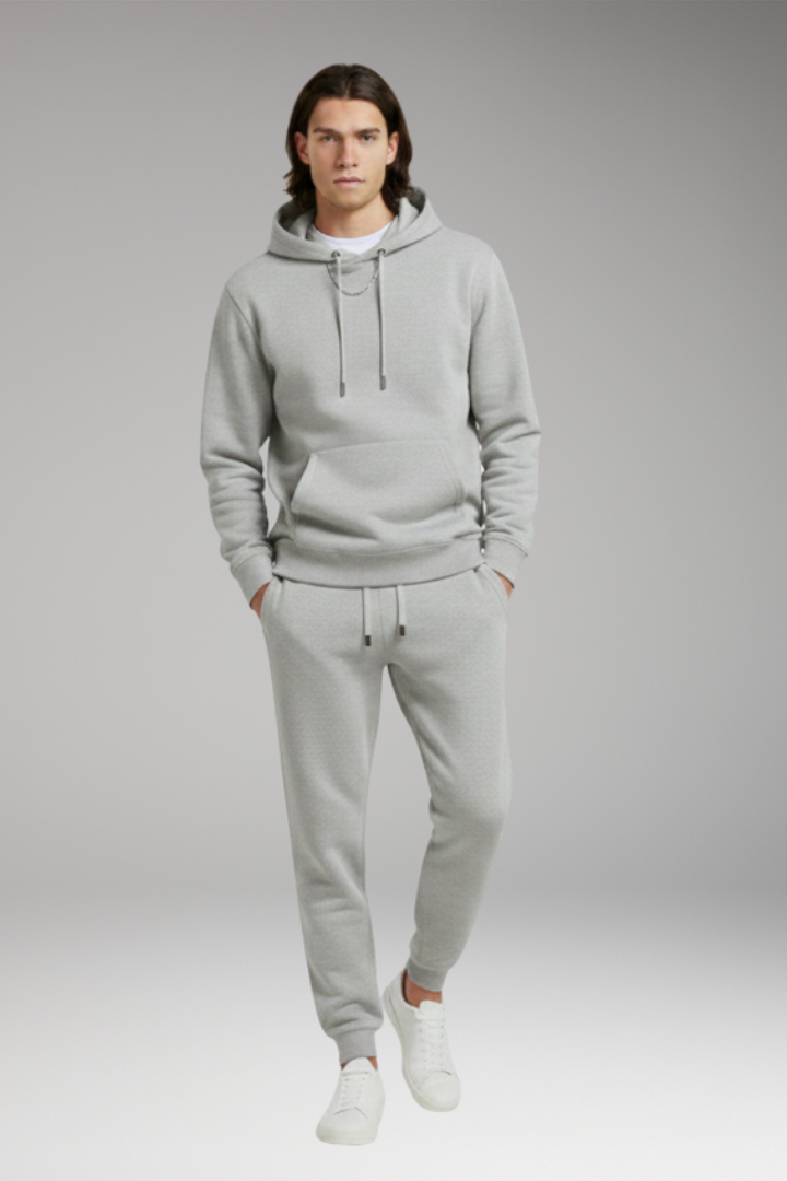 Men's Tracksuit Set with Pull-On Hoodie and Tapered Joggers