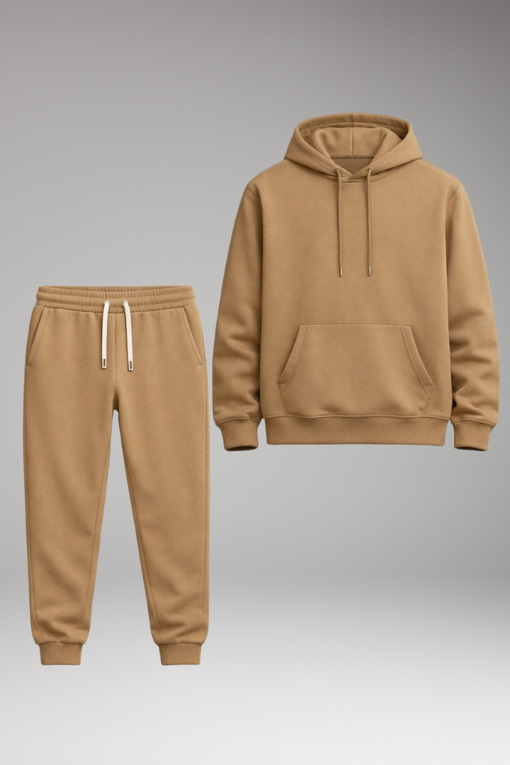 Men's Tracksuit Set with Pull-On Hoodie and Tapered Joggers