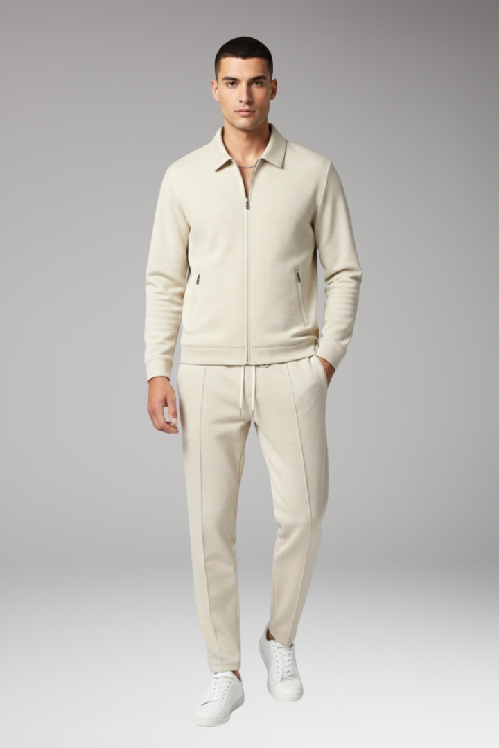 Men's Tracksuit Set with Zip Jacket and Tapered Trousers
