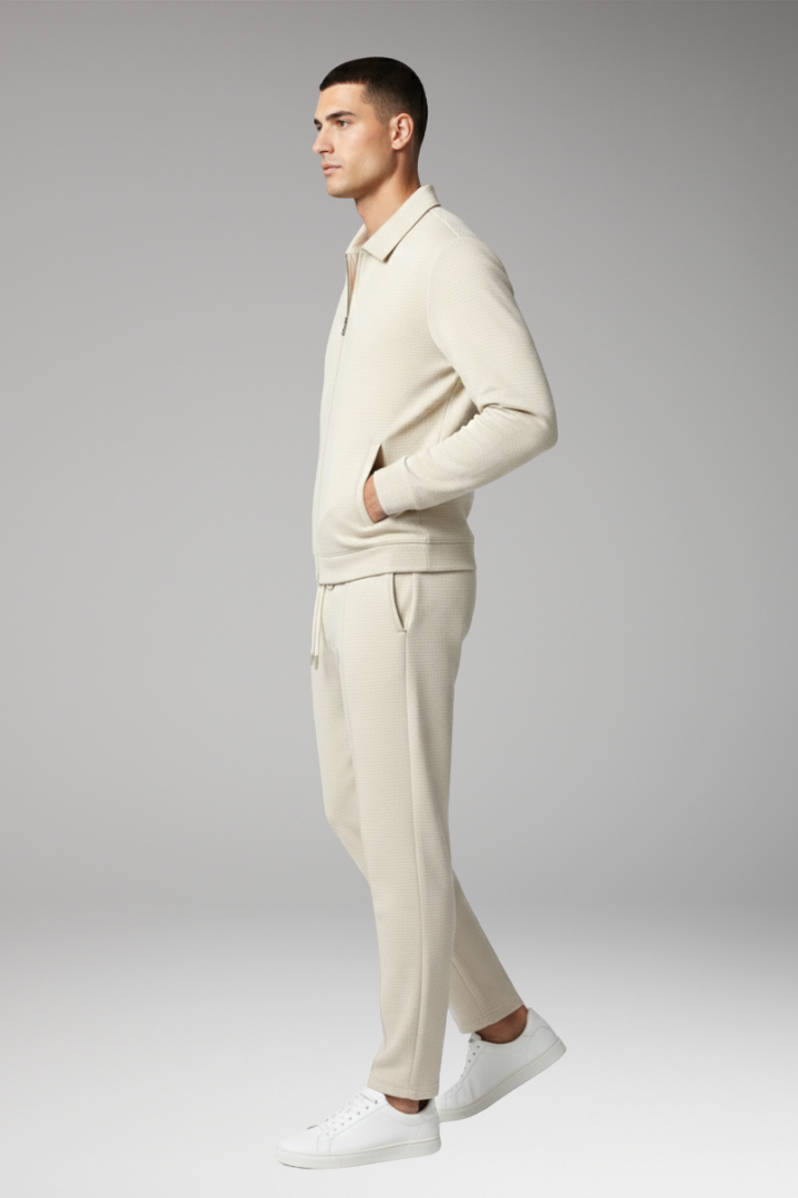 Men's Tracksuit Set with Zip Jacket and Tapered Trousers