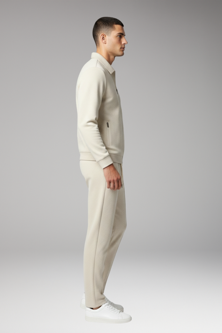 Men's Tracksuit Set with Zip Jacket and Tapered Trousers