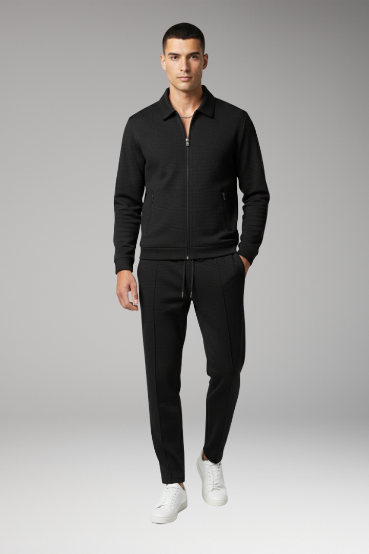 Men's Tracksuit Set with Zip Jacket and Tapered Trousers