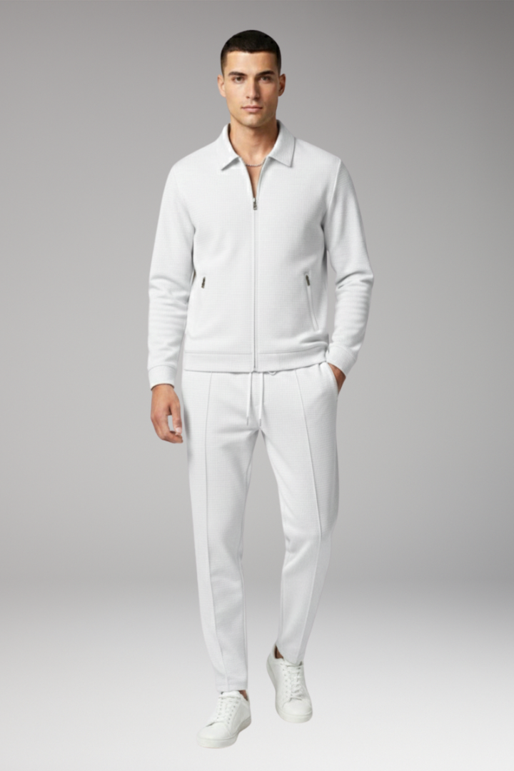 Men's Tracksuit Set with Zip Jacket and Tapered Trousers