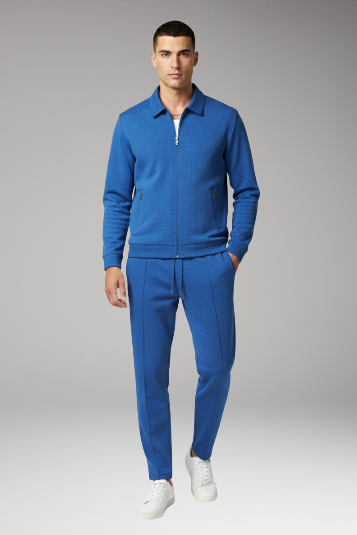 Men's Tracksuit Set with Zip Jacket and Tapered Trousers