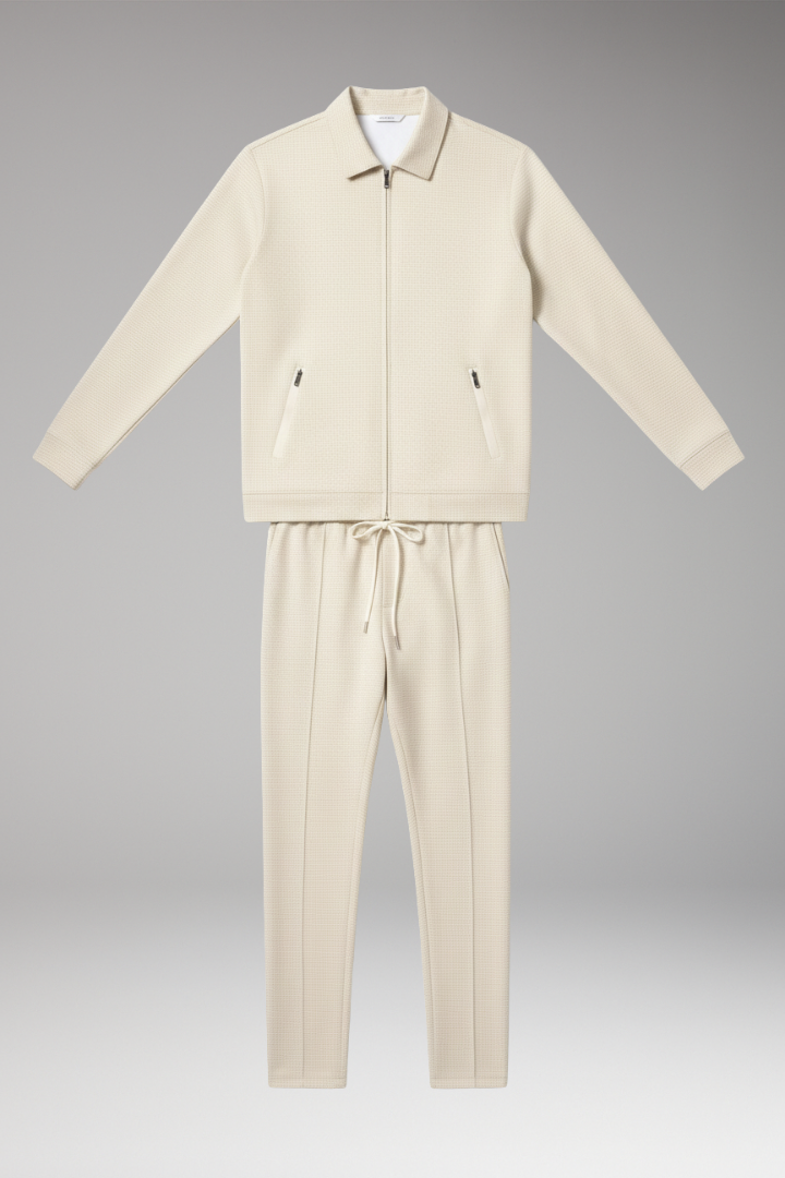 Men's Tracksuit Set with Zip Jacket and Tapered Trousers
