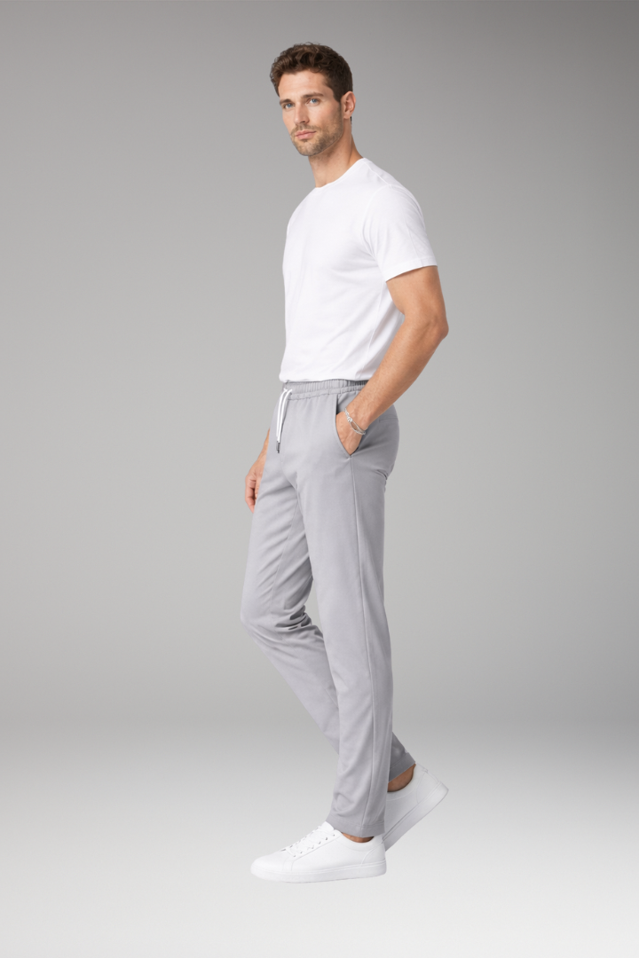 Men's Trousers with Elastic Waist and Drawstring Closure
