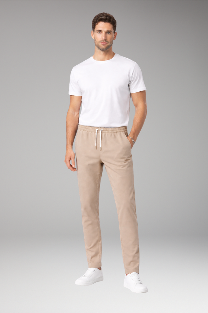 Men's Trousers with Elastic Waist and Drawstring Closure