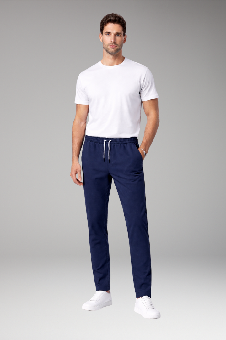 Men's Trousers with Elastic Waist and Drawstring Closure