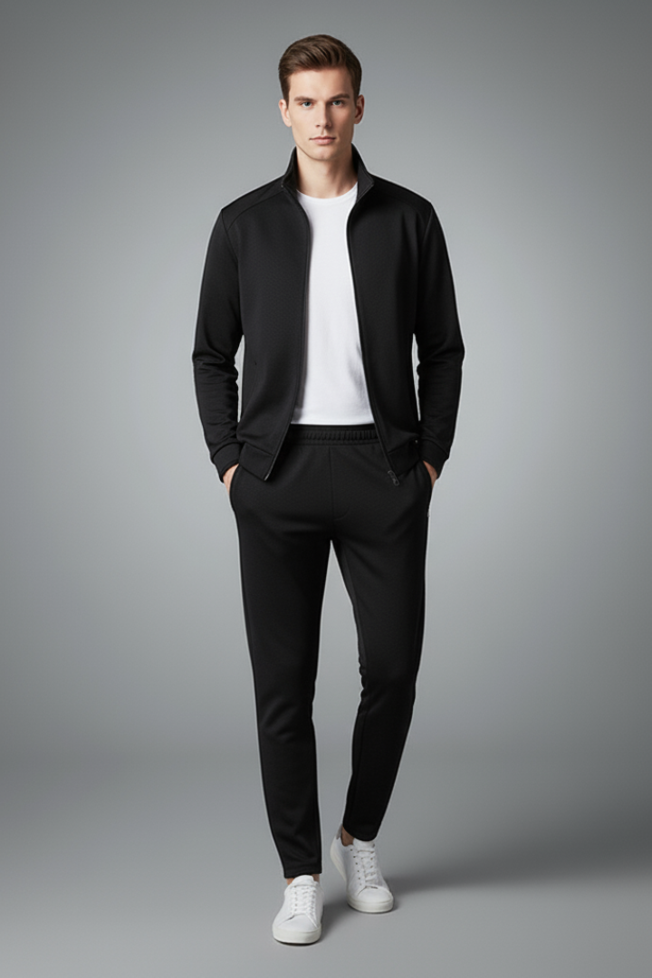 Men's Two-Piece Tracksuit with Zip Jacket and Drawcord Pants