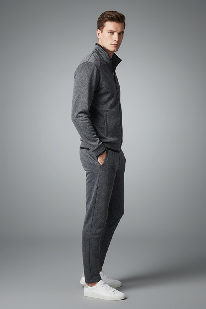 Men's Two-Piece Tracksuit with Zip Jacket and Drawcord Pants