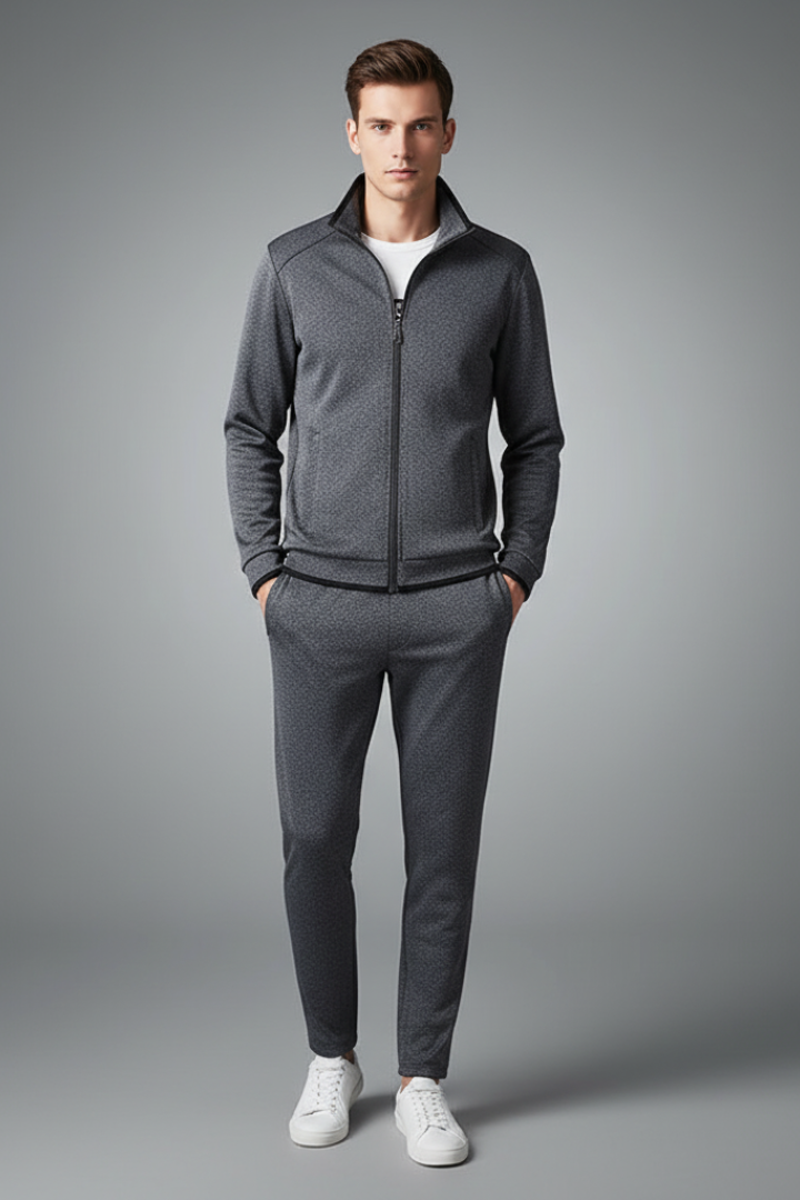 Men's Two-Piece Tracksuit with Zip Jacket and Drawcord Pants