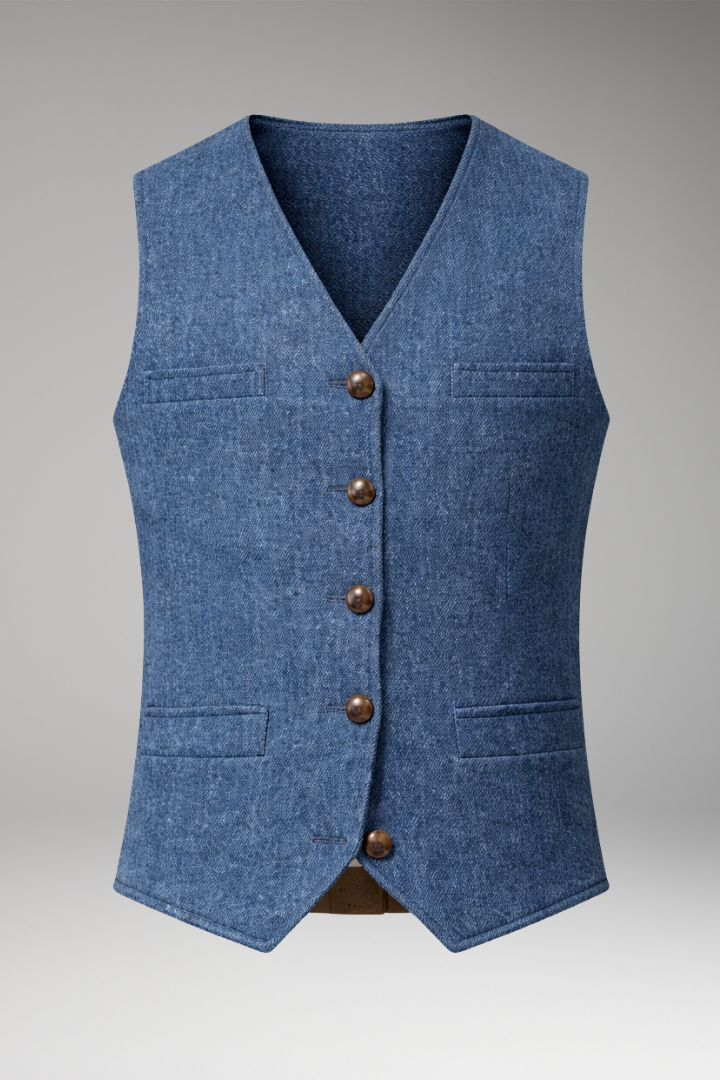 Men's Vest with V-Neck and Button Closure