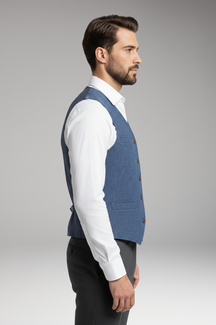 Men's Vest with V-Neck and Button Closure