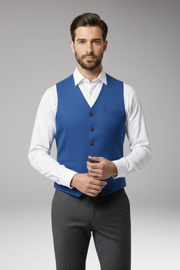 Men's Vest with V-Neck and Button Closure