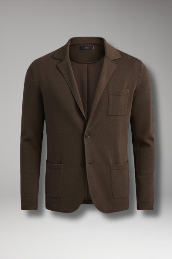 Men's Blazer with Lapel Collar and Single-Row Front Closure