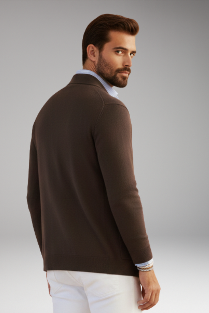 Men's Blazer with Lapel Collar and Single-Row Front Closure