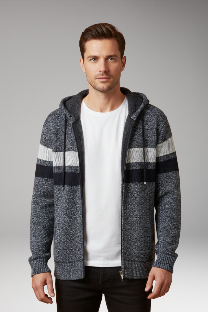 Men's Jacket with Hood and Zip Closure