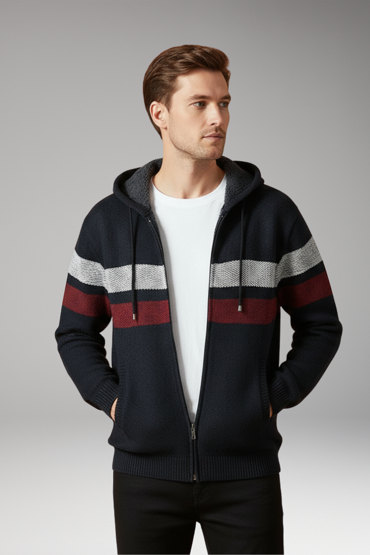 Men's Jacket with Hood and Zip Closure