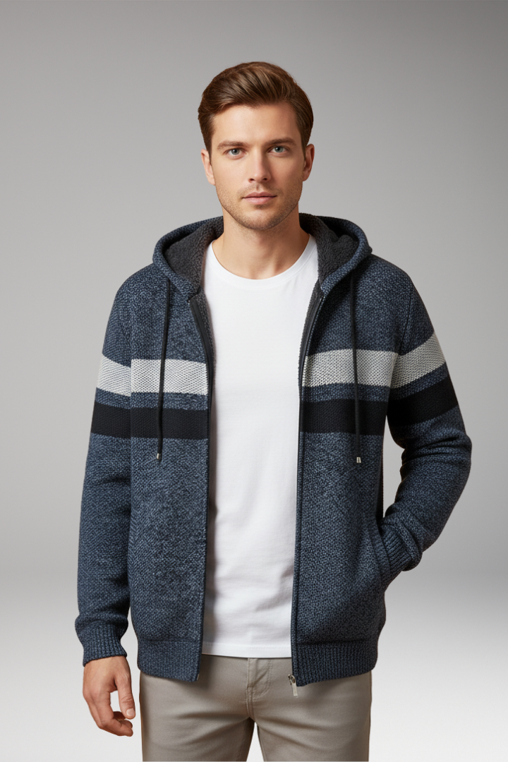 Men's Jacket with Hood and Zip Closure