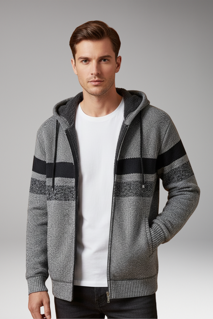 Men's Jacket with Hood and Zip Closure