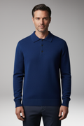 Men's Knitted Polo with Buttons and Fine Surface