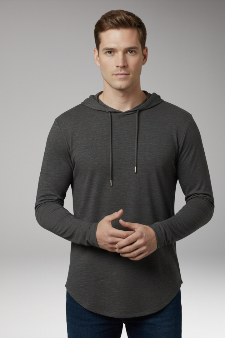 Men's Outdoor Hoodie with Drawstring Hood and Front Pocket