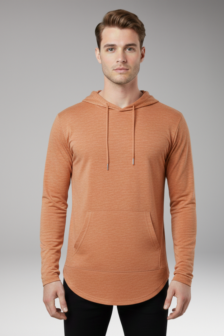 Men's Outdoor Hoodie with Drawstring Hood and Front Pocket