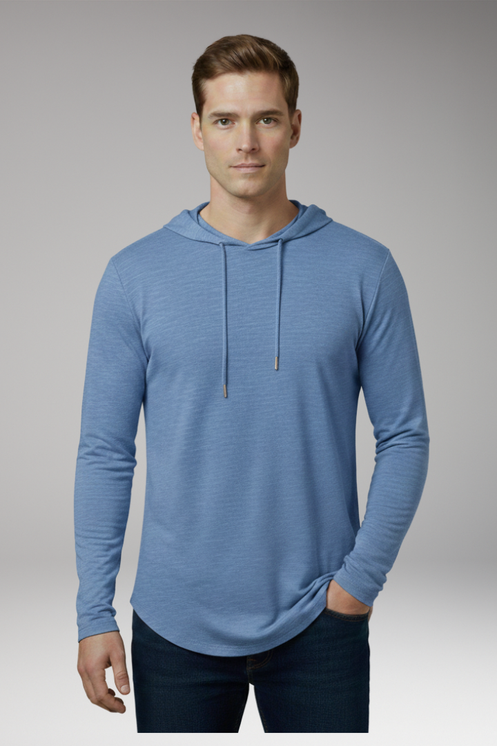 Men's Outdoor Hoodie with Drawstring Hood and Front Pocket