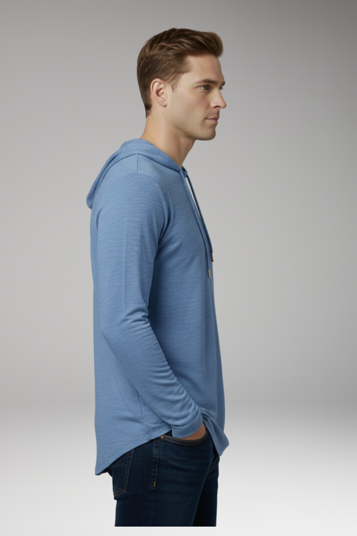 Men's Outdoor Hoodie with Drawstring Hood and Front Pocket