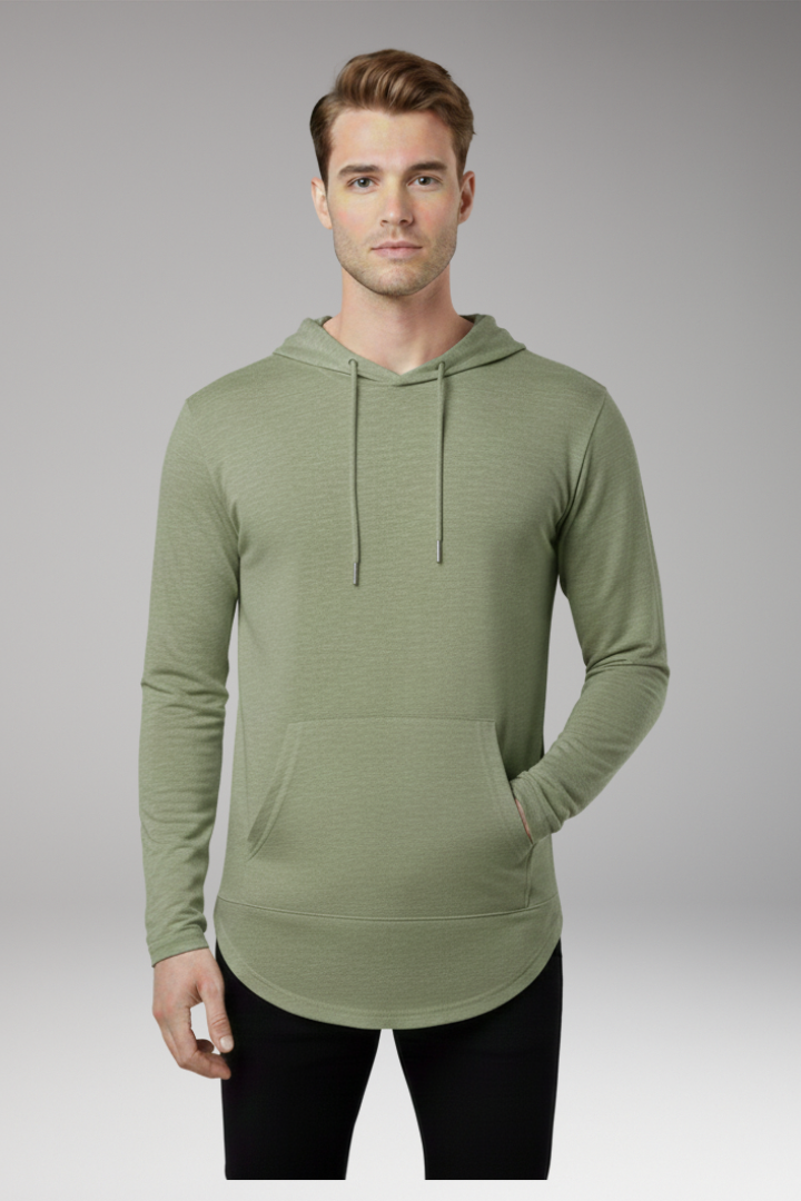 Men's Outdoor Hoodie with Drawstring Hood and Front Pocket